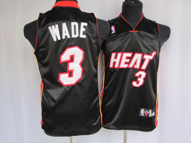 NBA Kids Miami Heat 3 Dwyane Wade Authentic Black Youth Jersey